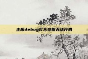 主板debug灯不亮但无法开机