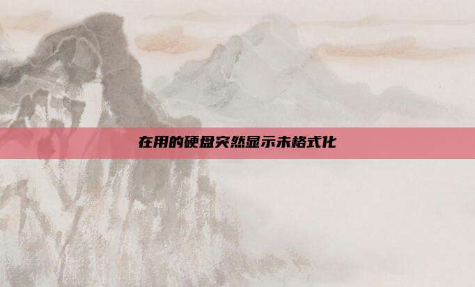 在用的硬盘突然显示未格式化