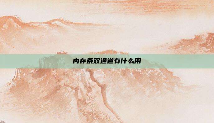 内存条双通道有什么用