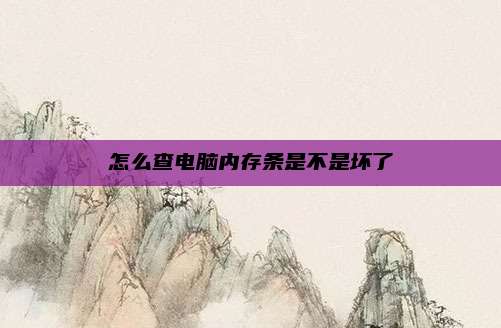 怎么查电脑内存条是不是坏了