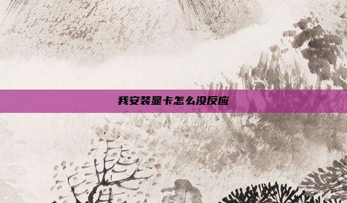 我安装显卡怎么没反应