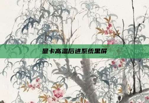 显卡高温后进系统黑屏