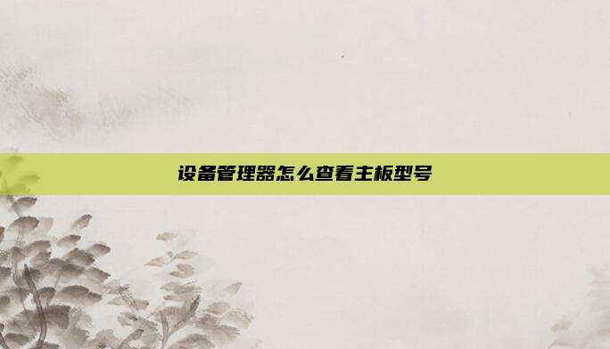 设备管理器怎么查看主板型号