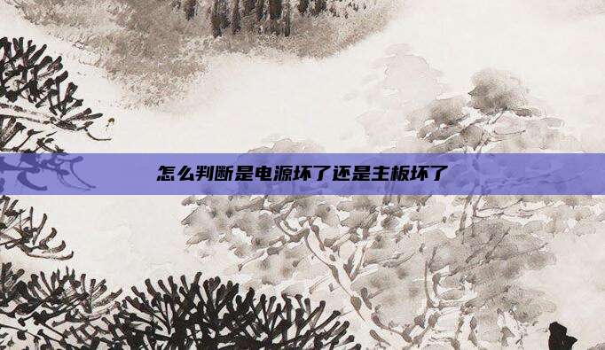 怎么判断是电源坏了还是主板坏了