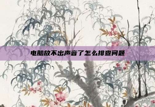 电脑放不出声音了怎么排查问题