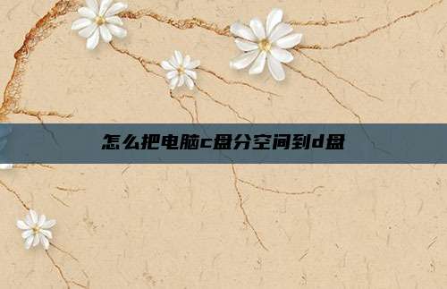 怎么把电脑c盘分空间到d盘