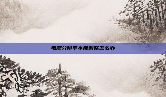 电脑分辨率不能调整怎么办