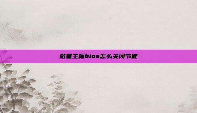 微星主板bios怎么关闭节能