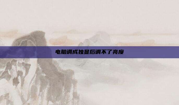 电脑调成独显后调不了亮度