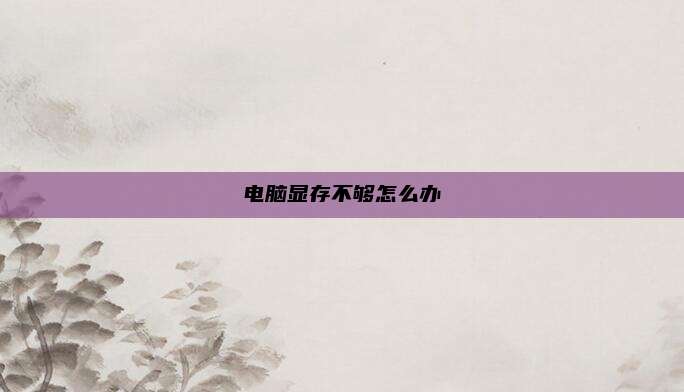 电脑显存不够怎么办