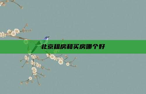 北京租房和买房哪个好