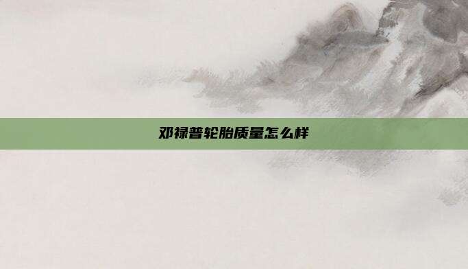 邓禄普轮胎质量怎么样